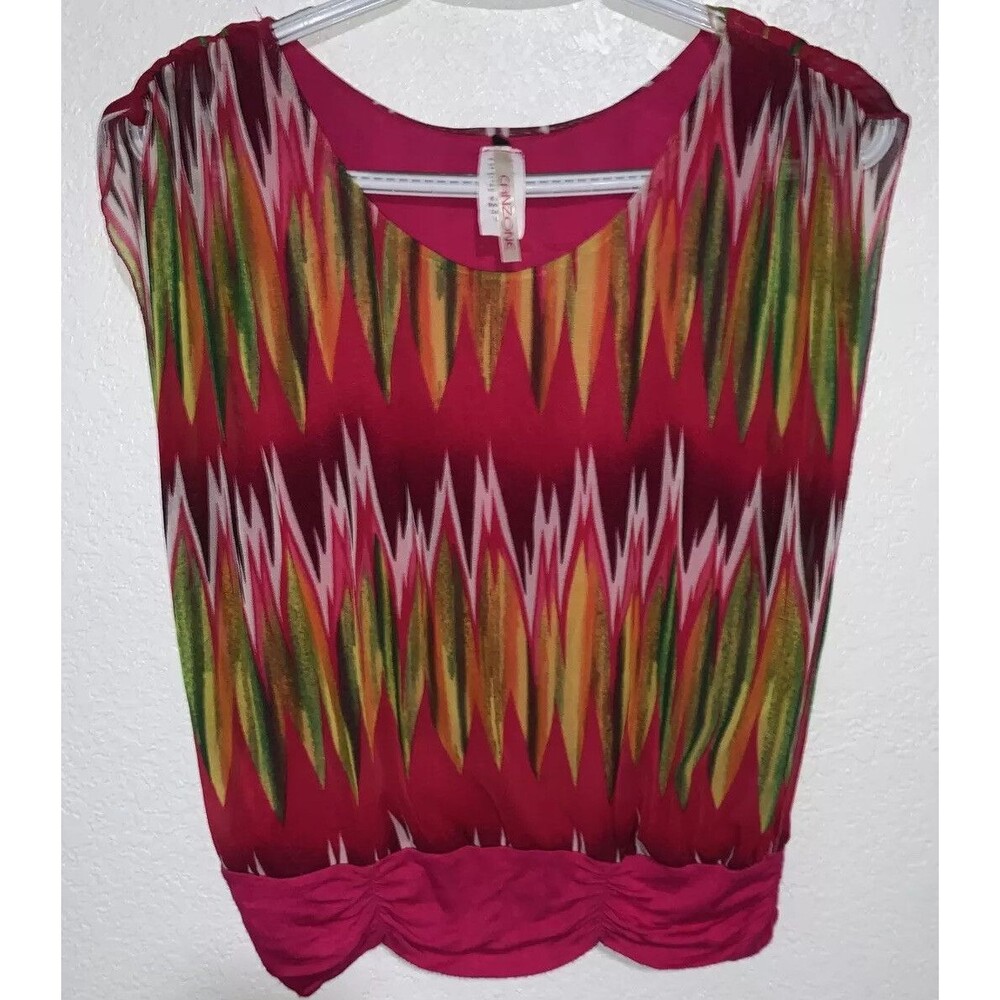 Canzone Boho Blouse Lined Multicolor Top Women Sz Large